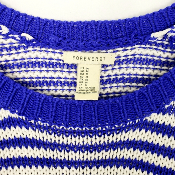 Cobalt Blue/White Striped Sweater by Forever 21 - Picture 9 of 13